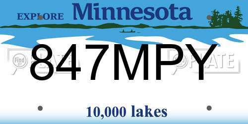 847MPY Minnesota License Plate