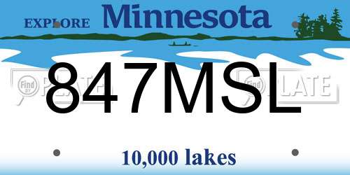 847MSL Minnesota License Plate
