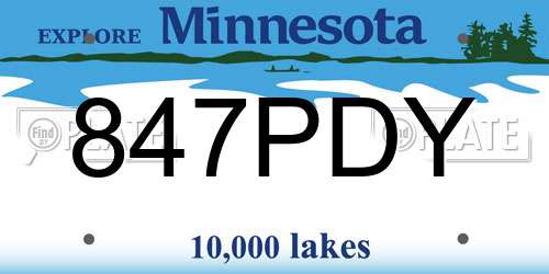 847PDY Minnesota License Plate