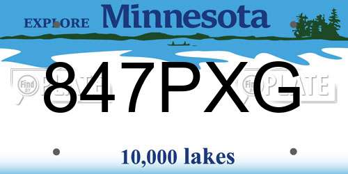 847PXG Minnesota License Plate