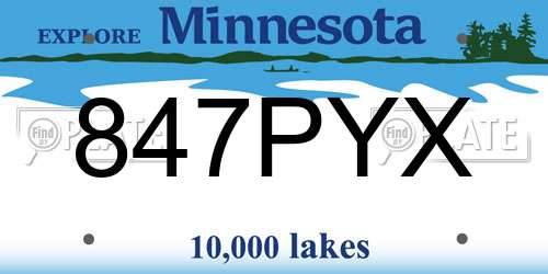 847PYX Minnesota License Plate
