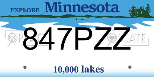847PZZ Minnesota License Plate