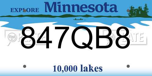 847QB8 Minnesota License Plate