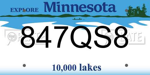 847QS8 Minnesota License Plate