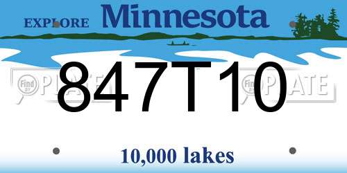 847T10 Minnesota License Plate