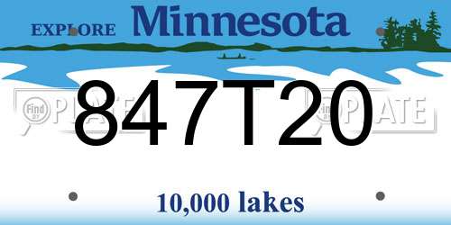 847T20 Minnesota License Plate