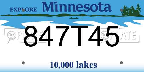 847T45 Minnesota License Plate