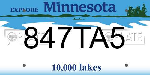 847TA5 Minnesota License Plate