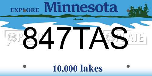 847TAS Minnesota License Plate