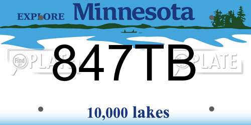 847TB Minnesota License Plate