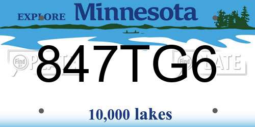 847TG6 Minnesota License Plate