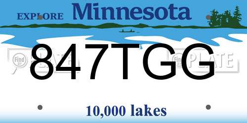 847TGG Minnesota License Plate