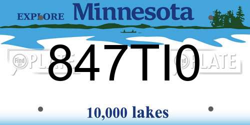 847TI0 Minnesota License Plate