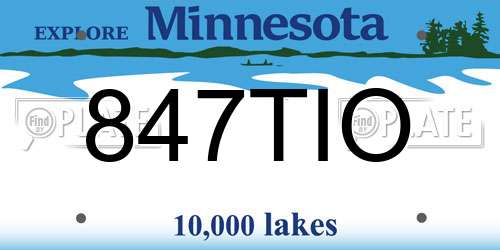 847TIO Minnesota License Plate