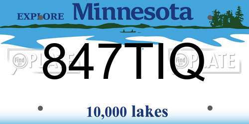 847TIQ Minnesota License Plate