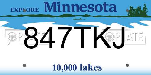 847TKJ Minnesota License Plate