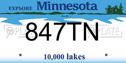 847TN Minnesota License Plate
