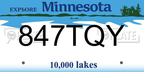 847TQY Minnesota License Plate
