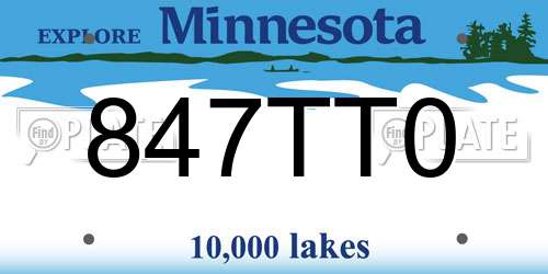 847TT0 Minnesota License Plate