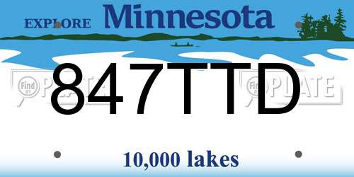 847TTD Minnesota License Plate
