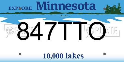 847TTO Minnesota License Plate