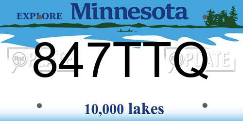 847TTQ Minnesota License Plate