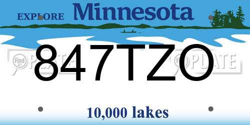847TZO Minnesota License Plate
