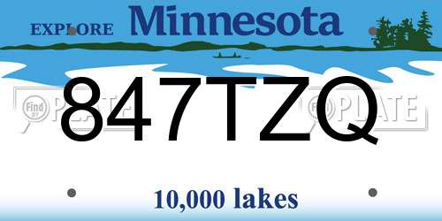 847TZQ Minnesota License Plate