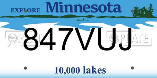 847VUJ Minnesota License Plate
