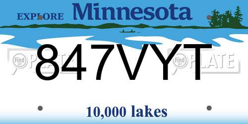 847VYT Minnesota License Plate