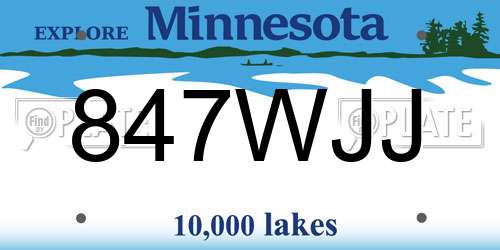 847WJJ Minnesota License Plate