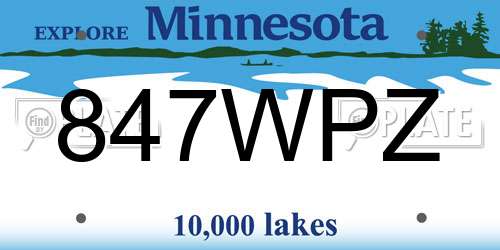 847WPZ Minnesota License Plate