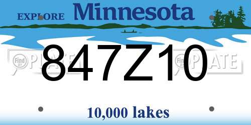 847Z10 Minnesota License Plate
