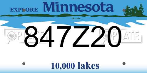 847Z20 Minnesota License Plate