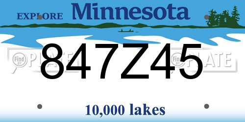847Z45 Minnesota License Plate