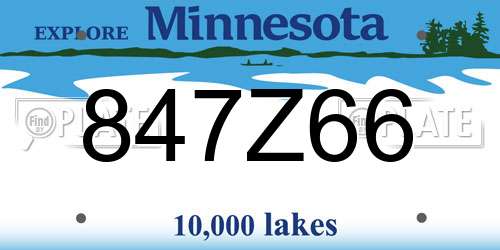 847Z66 Minnesota License Plate