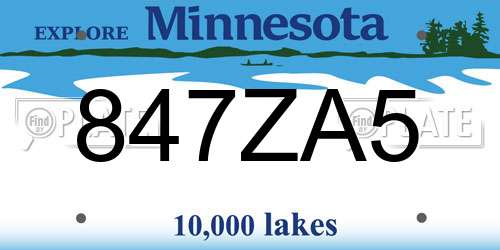 847ZA5 Minnesota License Plate