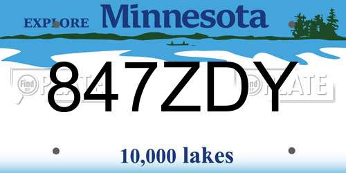 847ZDY Minnesota License Plate