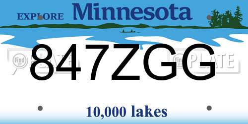 847ZGG Minnesota License Plate