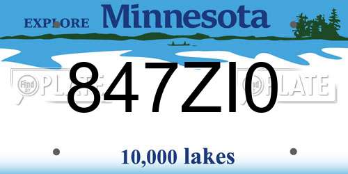 847ZI0 Minnesota License Plate