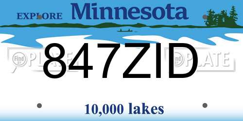 847ZID Minnesota License Plate