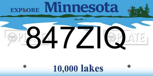 847ZIQ Minnesota License Plate