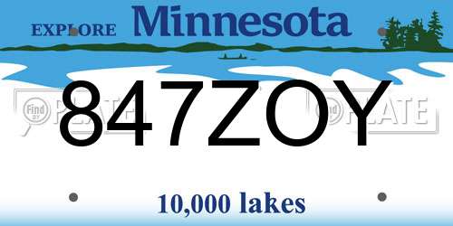 847ZOY Minnesota License Plate