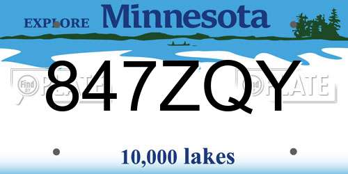 847ZQY Minnesota License Plate