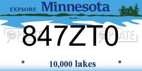 847ZT0 Minnesota License Plate