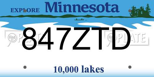 847ZTD Minnesota License Plate
