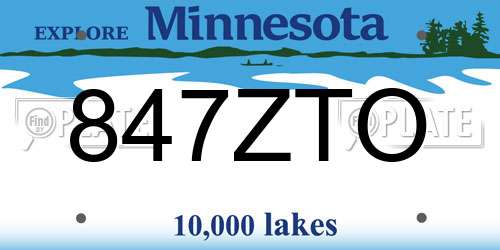 847ZTO Minnesota License Plate