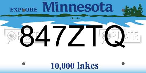 847ZTQ Minnesota License Plate