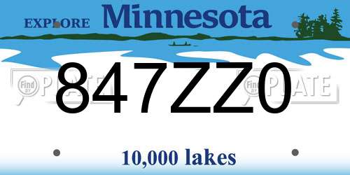 847ZZ0 Minnesota License Plate