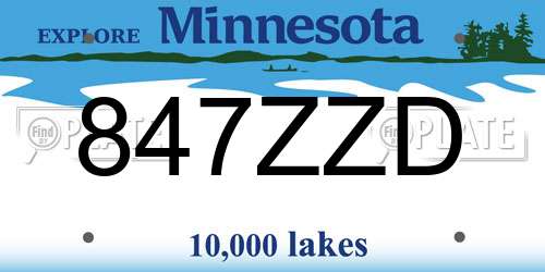 847ZZD Minnesota License Plate